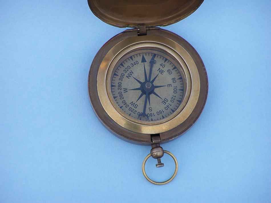 Antique Brass Captain's Push Button Compass 3""
