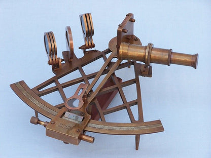 Admiral's Antique Brass Sextant 12"" with Rosewood Box
