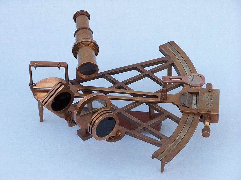 Admiral's Antique Brass Sextant 12"" with Rosewood Box