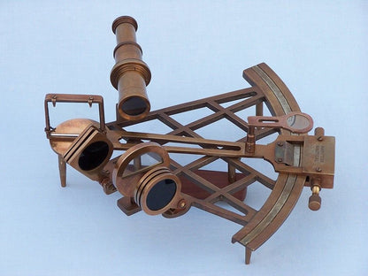 Admiral's Antique Brass Sextant 12"" with Rosewood Box