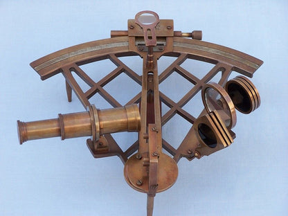 Admiral's Antique Brass Sextant 12"" with Rosewood Box