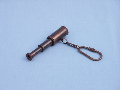 Antique Copper Spyglass Keychain 6""