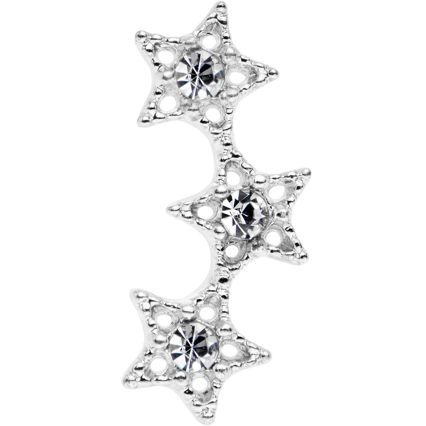 18G 1/4 Clear Gem Star Trio Cartilage Tragus Earring
