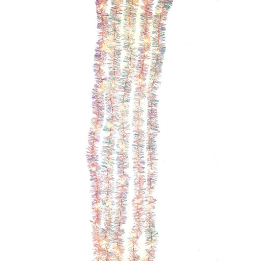 100-Light Silver Iridescent Tinsel Cascade Warm White Light Set