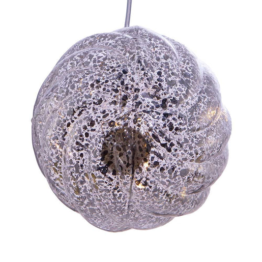 Lighted USB Gold and Silver Glass Ball Ornament - Dark Gold
