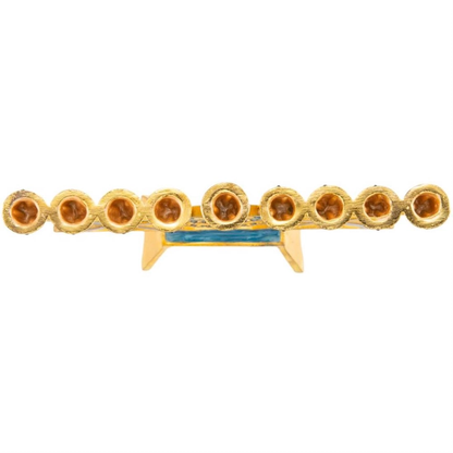 Matashi Hand Painted Blue Enamel Menorah