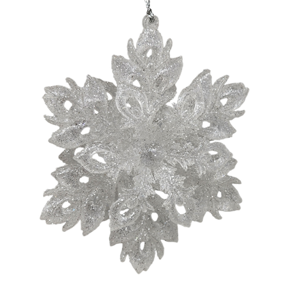 Frosted White Snowflake Ornament - 5 Inch