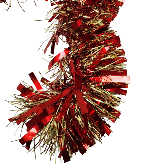 12 foot 6 Ply Luxury Tinsel Garland - Red/Gold