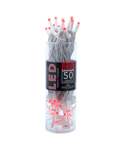 50-Light 5mm Red Frosted LED White Wire Light Set