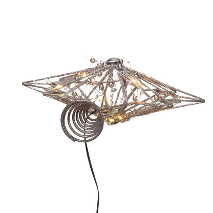 Warm White Fairy LED Silver Star Treetop - 15 Inch