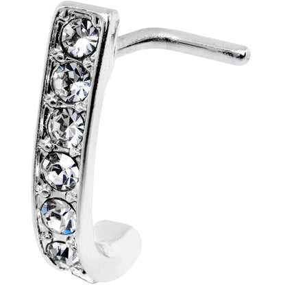 18G Clear CZ Sleek Faux Hoop L Shaped Nose Ring