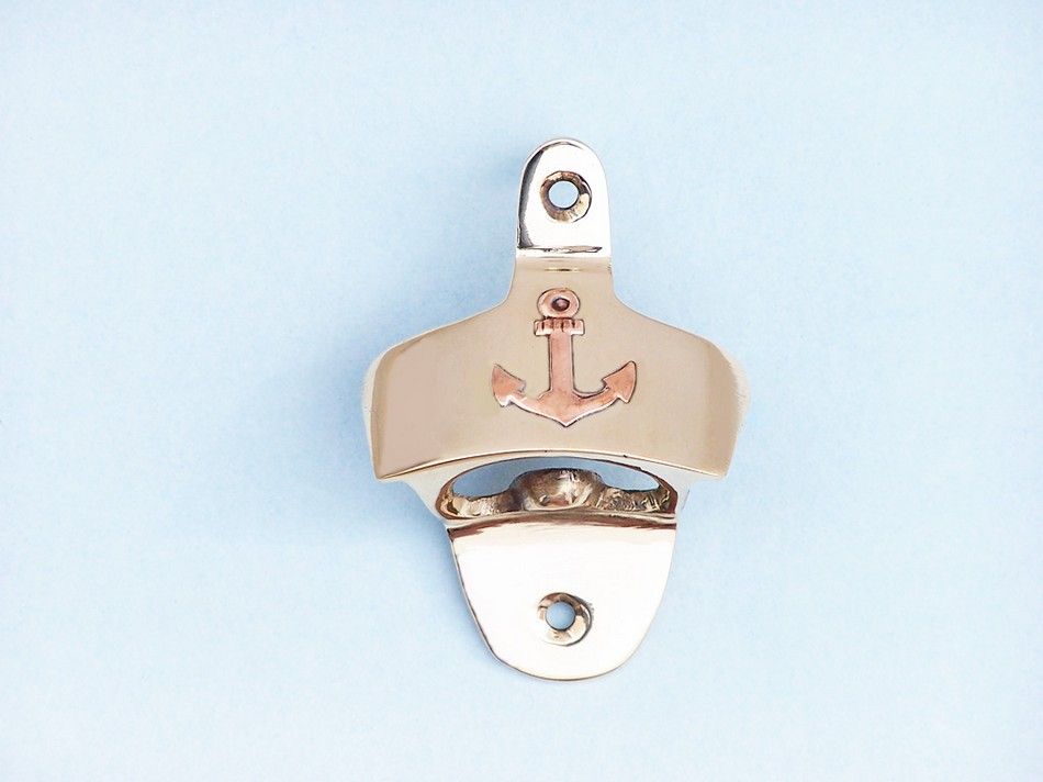 Solid Brass Wall Mounted Anchor Bottle Opener 3""