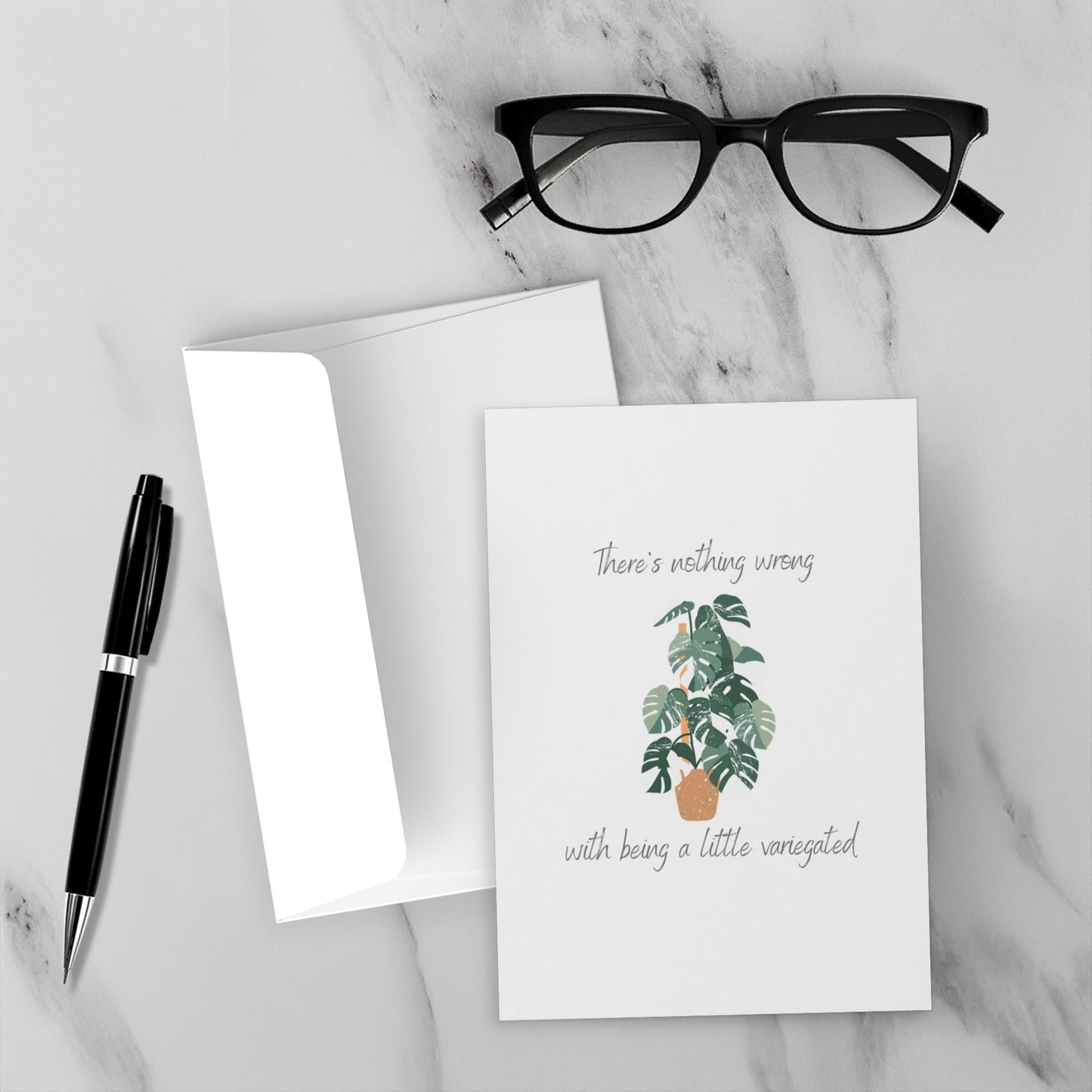 Variegated Botanical Greeting Card – Blank Inside With Envelope