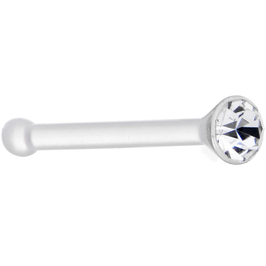 20G 1/4 Clear Gem Stud Acrylic Nose Bone