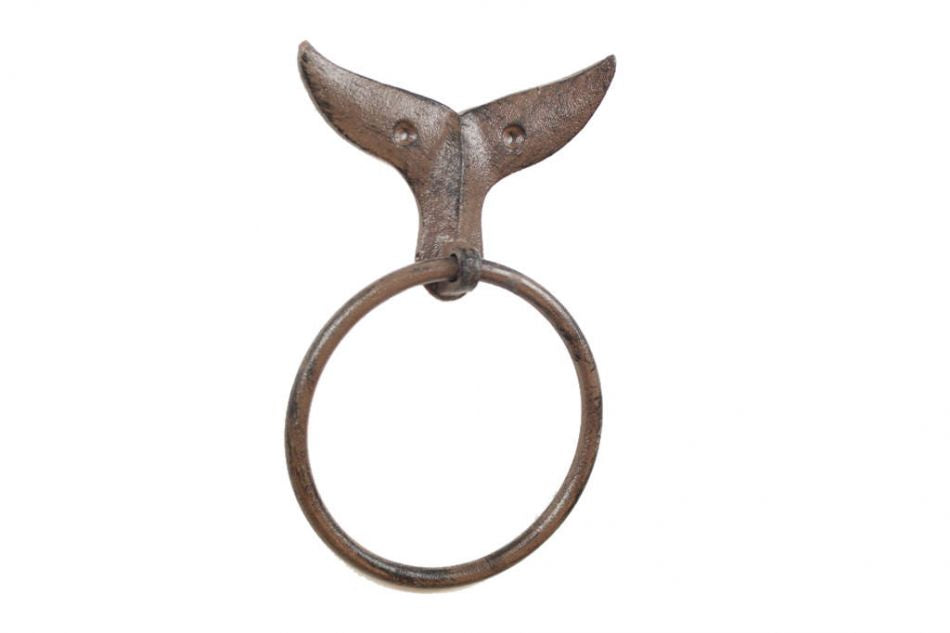 Cast Iron Decorative Whale Tail Towel Holder 7.5""