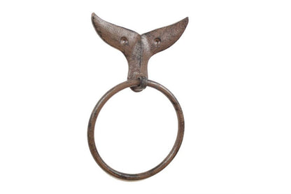 Cast Iron Decorative Whale Tail Towel Holder 7.5""
