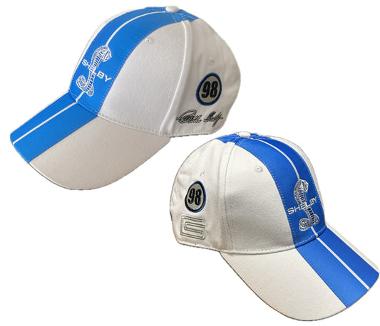 Shelby Cobra Official White with Blue Stripes Hat