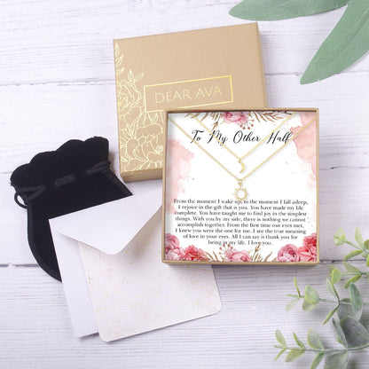 Wife Sun and Moon Pendants Necklace Set
