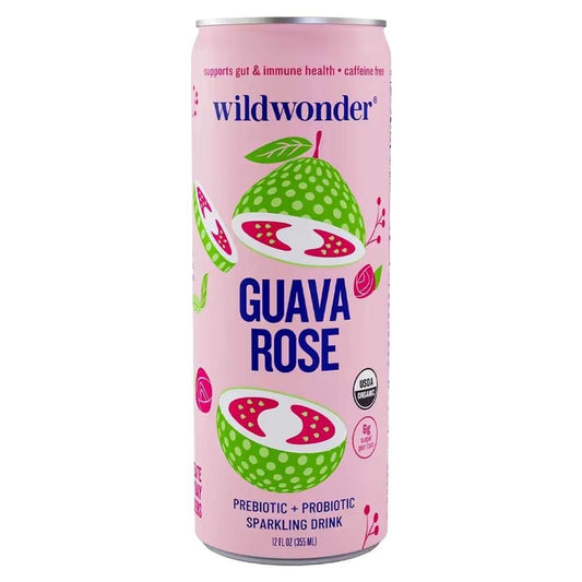 Wildwonder - 'Guava Rose' Organic Prebiotic + Probiotic Sparkling Drink (12OZ)
