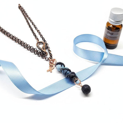 Child Abuse Awareness Agate Necklace With Lava Rock Bead