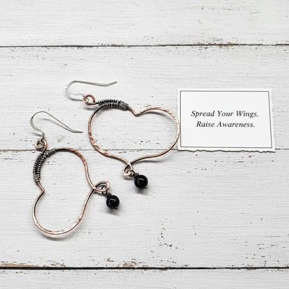 Sculpted Copper Butterfly Wing Abuse Survivor Earrings