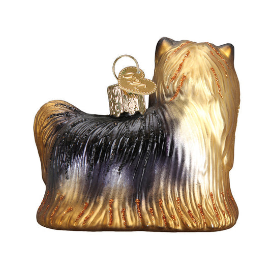Yorkie Dog Glass Blown Ornament
