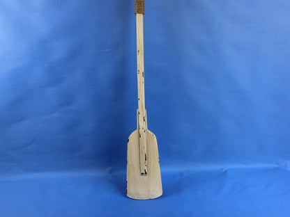 Wooden Rustic Whitewashed Squared Decorative Rowing Boat Oar with Hooks 50""