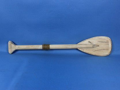 Wooden Rustic Whitewashed Decorative Rowing Boat Paddle with Hooks 24""