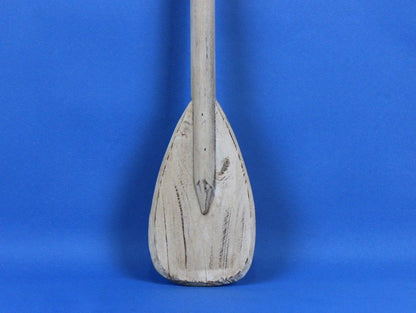 Wooden Rustic Whitewashed Decorative Rowing Boat Paddle with Hooks 24""