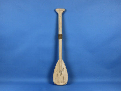 Wooden Rustic Whitewashed Decorative Rowing Boat Paddle with Hooks 24""