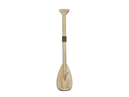 Wooden Rustic Whitewashed Decorative Rowing Boat Paddle with Hooks 24""