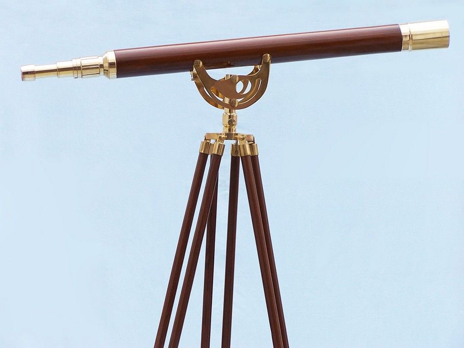 Floor Standing Brass/Wood Anchormaster Telescope 65""