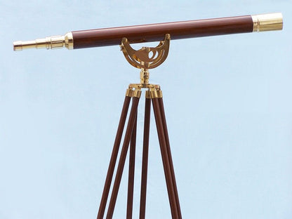 Floor Standing Brass/Wood Anchormaster Telescope 65""
