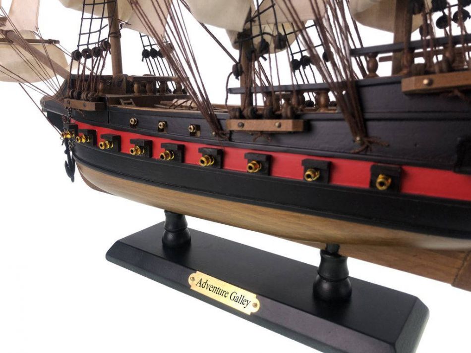 Wooden Captain Kidd's Adventure Galley White Sails Limited Model Pirate Ship 26""