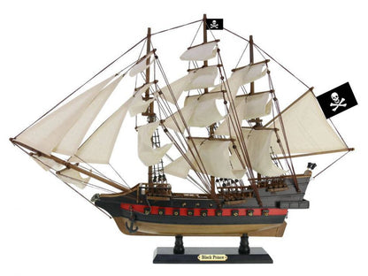 Wooden Ben Franklin's Black Prince White Sails Limited Model Pirate Ship 26""
