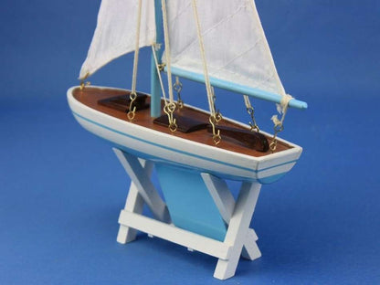 Wooden It Floats 12"" - Light Blue Floating Sailboat Model