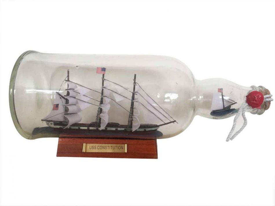 USS Constitution Model Ship in a Glass Bottle 11""