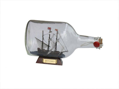 Mayflower Model Ship in a Glass Bottle  9""