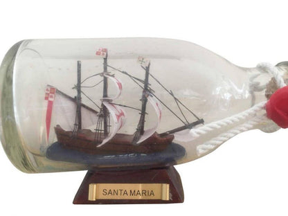 Santa Maria Model Ship in a Glass Bottle 5""