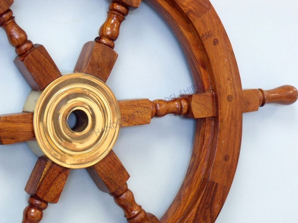 Deluxe Class Wood and Brass Decorative Ship Wheel 30""