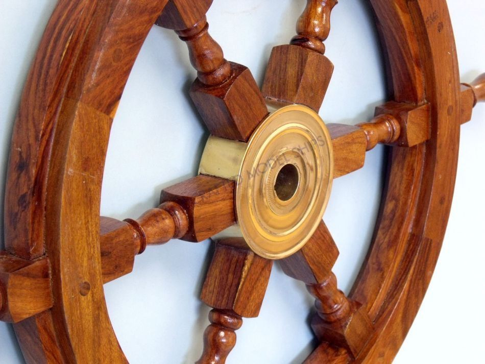 Deluxe Class Wood and Brass Decorative Ship Wheel 30""