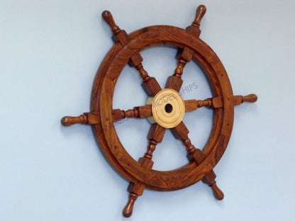 Deluxe Class Wood and Brass Decorative Ship Wheel 30""