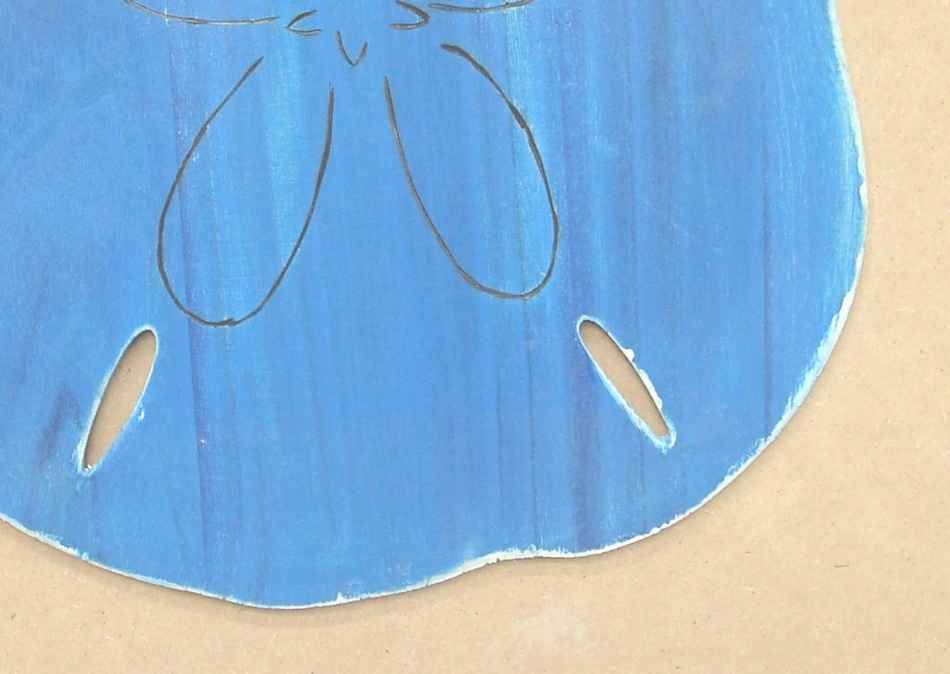 Wooden Rustic Dark Blue Wall Mounted Sand Dollar Decoration 25""