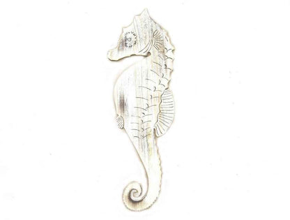 Wooden Rustic Whitewashed Wall Mounted Seahorse Decoration 36""