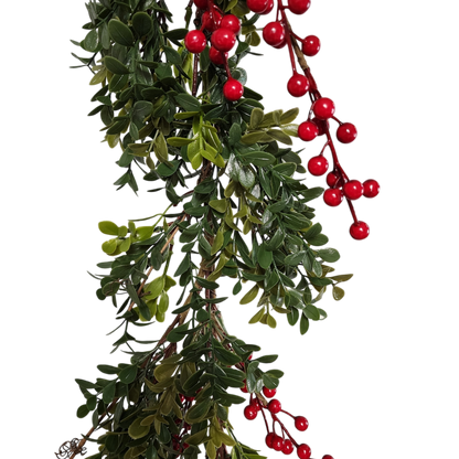 Boxwood Garland with Berries - 5 Feet Long