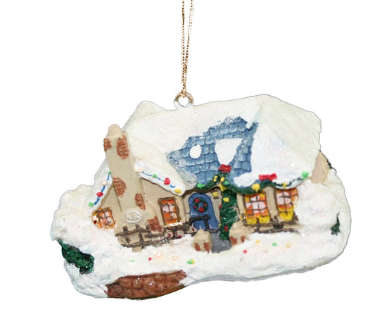 Thomas Kinkade Winter House Ornaments - Chimney in Front