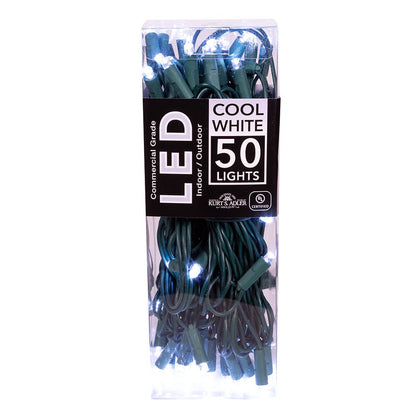 50-Light 5mm Cool White LED Green Wire Light Set