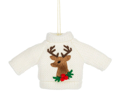 Knit Christmas Sweater Ornament -  Red