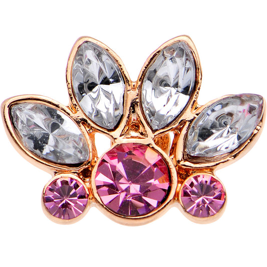 Clear Pink CZ Gem Rose Gold PVD Tiara Cartilage Tragus Earring