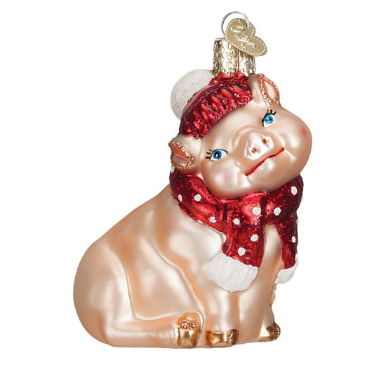 Old World Christmas Snowy Pig